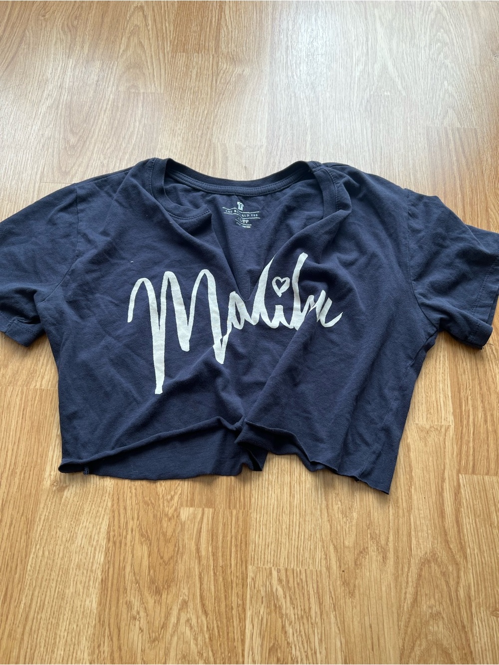 Navy 'Malibu' Cropped Graphic Tee